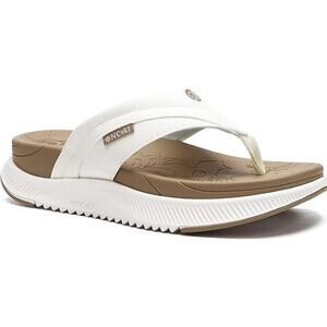 Oncai Womens Size 6 White Tan Orthopedic Arch Support Flip Flop Sandal Shoes